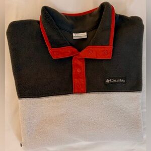 Columbia Two-Tone Fleece Snap Pullover - Black, Red, Cream